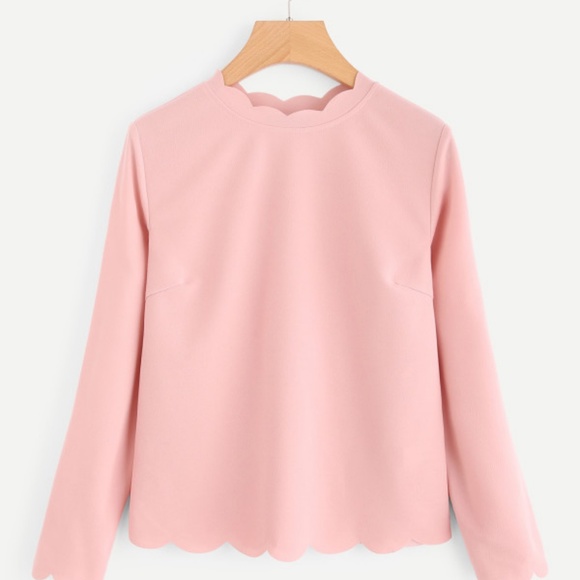 Tops - Scallop sleeve fitted blouse